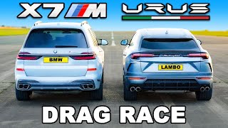 Lamborghini Urus v BMW X7 M60i DRAG RACE [upl. by Kolivas]