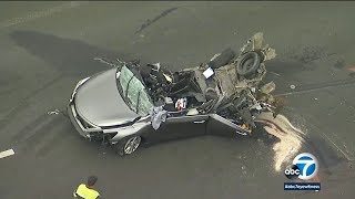 DASHCAM 1 killed 3 hurt in chainreaction crash on 15 Freeway I ABC7 [upl. by Tedie]