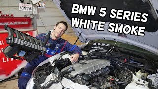 BMW E60 E61 E39 WHITE SMOKE COMING FROM EXHAUST [upl. by Stefan]