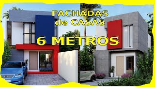 💥💙 FACHADAS de CASAS MODERNAS PEQUEÑAS de 6 Metros de Frente 21 Ideas con PLANOS [upl. by Secundas]