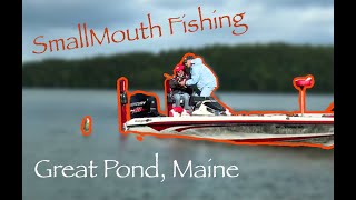 Smallmouth fishing Great Pond Maine [upl. by Kcirdahs]