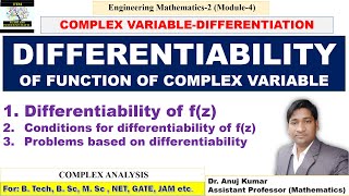 Differentiability of Complex Function  Complex Function Differentiability at Origin with Examples [upl. by Oesile]