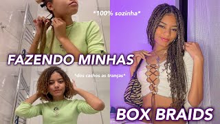 Fazendo minhas tranças box braids 100 sozinha 💆🏽‍♀️✨ Larah time [upl. by Adlez]