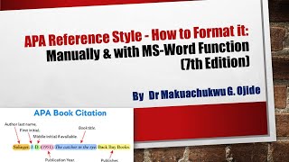 APA Reference Style  How to Format it Manually amp with MSWord Function 7th Edition [upl. by Becht741]