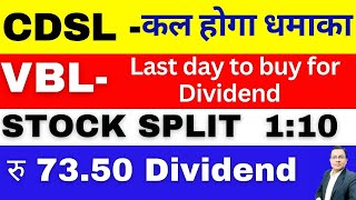 CDSL Share latest news today I VBL Dividend I STOCK SPLIT 110 I cdsl share news I varun beverages [upl. by Stephani]