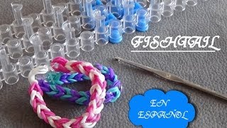 PULSERA DE GOMITAS CON TELAR RAINBOW LOOM FISHTAILEN ESPAÑOL [upl. by Ykvir]