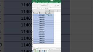 Generate Barcode in Excel Sheet  how to change product id into barcode excel shorts barcode [upl. by Holcman]