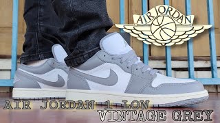 Air Jordan 1 Low quot Vintage Grey quot Unboxing and On Feet Review [upl. by Yeldoow]