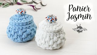 TUTORIEL CROCHET panier quotJasminquot trapilho avec couvercle facile [upl. by Ruzich]