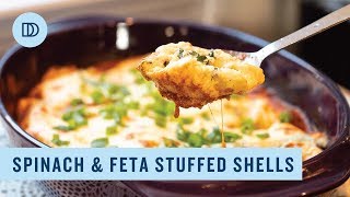 GREEK STYLE Spinach amp Feta Stuffed Shells Spanakopita Flavored [upl. by Ittak]