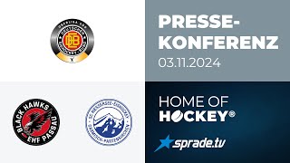 03112024  Pressekonferenz  EHF Passau Black Hawks vs SC Riessersee [upl. by Oniluap]