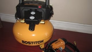 Review Bostitch Portable Pancake Compressor 6gal 150psi [upl. by Sally129]