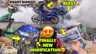 Finally Full Modification Done😍 Biggest Burnout😱 Tyre Blast R15😍 Preparation for Ladakh Ride [upl. by Ydiarf]