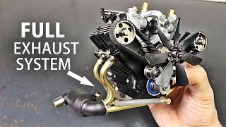 Full Handmade Exhaust System for the Micro V4 Engine [upl. by Donella]