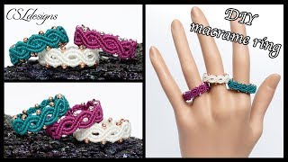 DIY twisted micro macrame ring ⎮ Continuous ring band [upl. by Darken]