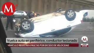 Auto vuelca en carriles centrales de Periférico [upl. by Jahdal]