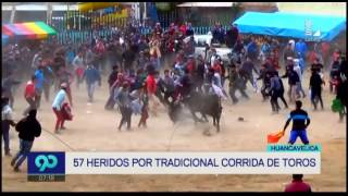 Huancavelica 57 heridos tras tradicional corrida de toros [upl. by Octavia]