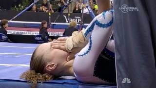 Rebecca Bross injures her knee at Nationals  from Universal Sports [upl. by Kohcztiy439]