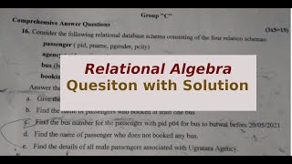 DBMS  Relational Algebra Questions with Solution  Part 2 [upl. by Mahmoud]