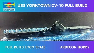 USS Yorktown CV 10 Full Build tutorial 1700 scale by Trumpeter [upl. by Oina]