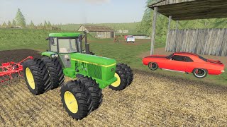 Our farm is in danger  Buying tractors and race car  Back in my day 38  Farming Simulator 19 [upl. by Creigh364]