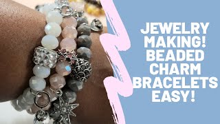 Jewelry Making Beaded charm stretchy Bracelets DIY July 2020 [upl. by Hopper]