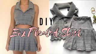 DIY Box Pleated Mini SkirtPatternmaking [upl. by Ardeed16]