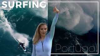 Surfing in Portugal the biggest wave in the World Nazare waves [upl. by Richmal]