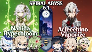 Spiral Abyss 51 Floor 12 9 Stars C0R0 Nahida amp C2R1 Arlecchino  Genshin Impact [upl. by Urbanna]