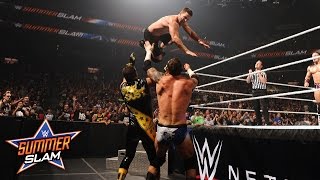 WWE Network Neville amp Stephen Amell vs Stardust amp King Barrett SummerSlam 2015 [upl. by Queri]