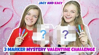 3 Marker Mystery Valentine Challenge  Jacy and Kacy [upl. by Neeruan]