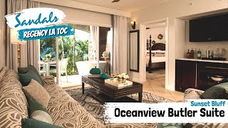 Sunset Bluff Oceanview One Bedroom Butler Suite RP1  Sandals La Toc St Lucia  Tour amp Review 4K [upl. by Eicyak21]