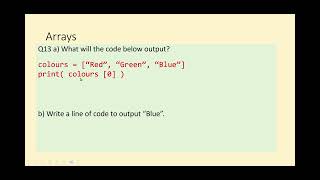 Q13 part a and b KS3 Computer Science  programming  ARRAYS [upl. by Adyl]