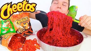 DELICIOUS FLAMIN HOT CHEETOS NOODLES • Mukbang amp Recipe [upl. by Aruat]