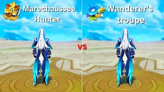 Wanderers troupe VS Marechaussee Hunter Artifact Comparison Genshin Impact [upl. by Ahsienor517]