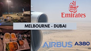 Emirates A380800✈️ Melbourne to Dubai EK409 Economy Class [upl. by Underwood]