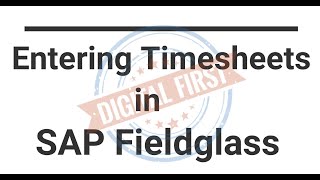 Entering Time sheet In Fieldglass [upl. by Anod]