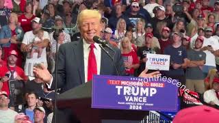 Trump Last Week I Took a Bullet for Democracy  Takes Stage at Grand Rapids Rally [upl. by Ennaillij256]