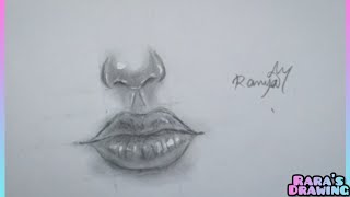 Comment dessiner une bouche avec le nez en réaliste Tutoriel [upl. by Arte]