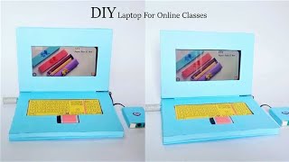 How to make Toy Laptop Phone Holder With paper For online classDIY Stationery Organizer [upl. by Nwahshar955]