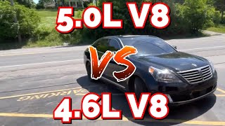 Hyundai GenesisEQUUS 46L V8 Vs 50L V8 [upl. by Aikim]