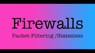 Firewalls PacketFilteringStateless Firewalls [upl. by Viccora]