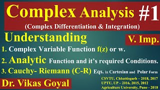 Complex Analysis 1 VImp  Analytic Function and its Conditions  Cauchy Riemann Equations [upl. by Arihsaj199]