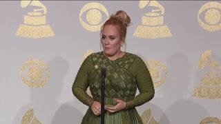 GRAMMYs 2017 Adele shares sadness over death of George Michael [upl. by Azarria720]