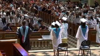 EMOTIONAL MOMENT Countrys first allgirls Catholic school holds last graduation [upl. by Attenauq]