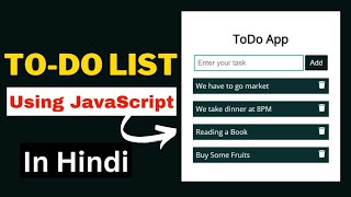 How To Create ToDo List App Using HTML CSS and JavaScript  To Do List JavaScript [upl. by Allan]