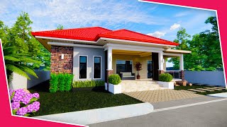 SIMPLE BUNGALOW HOUSE DESIGN WITH 3 BEDROOMS  13M X 14M [upl. by Llenol9]