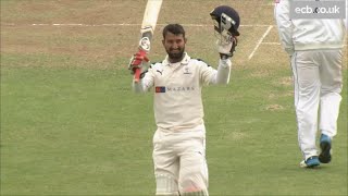 India cricket star Cheteshwar Pujara scores a century for Yorkshire v Hampshire [upl. by Eindys]