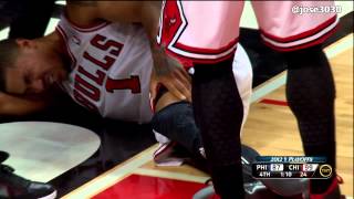 Derrick Rose ACL Knee Injury  4282012 2012 NBA Playoffs Game 1 [upl. by Giffie]