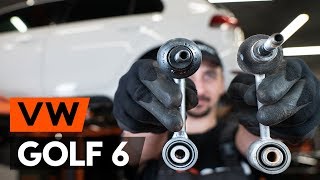 How to change front anti roll bar link  front drop link on VW GOLF 6 5K1 TUTORIAL AUTODOC [upl. by Pentheam]